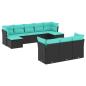 Preview: 10-teiliges Gartensofa-Set mit Kissen, schwarzes Polyrattan