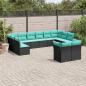 Preview: ARDEBO.de - 12-teiliges Gartensofa-Set mit Kissen, schwarzes Polyrattan