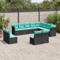 Preview: ARDEBO.de - 12-teiliges Gartensofa-Set mit Kissen, schwarzes Polyrattan