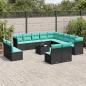 Preview: ARDEBO.de - 14-teiliges Gartensofa-Set mit Kissen, schwarzes Polyrattan