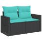 Preview: 3-teiliges Gartensofa-Set mit Kissen, schwarzes Polyrattan