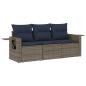 Preview: 3-teiliges Gartensofa-Set mit Kissen, grau, Polyrattan