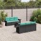 Preview: ARDEBO.de - 7-teiliges Gartensofa-Set mit Kissen, schwarzes Polyrattan