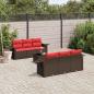 Preview: ARDEBO.de - 7-teiliges Gartensofa-Set mit Kissen, braun, Polyrattan