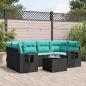 Preview: ARDEBO.de - 7-teiliges Gartensofa-Set mit Kissen, schwarzes Polyrattan