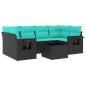Preview: 7-teiliges Gartensofa-Set mit Kissen, schwarzes Polyrattan