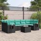 Preview: ARDEBO.de - 8-teiliges Gartensofa-Set mit Kissen, schwarzes Polyrattan