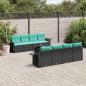 Preview: ARDEBO.de - 9-teiliges Gartensofa-Set mit Kissen, schwarzes Polyrattan