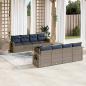 Preview: ARDEBO.de - 9-teiliges Gartensofa-Set mit Kissen, grau, Polyrattan