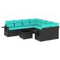 Preview: 9-teiliges Gartensofa-Set mit Kissen, schwarzes Polyrattan