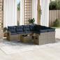 Preview: ARDEBO.de - 9-teiliges Gartensofa-Set mit Kissen, grau, Polyrattan