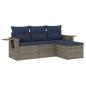 Preview: 4-teiliges Gartensofa-Set mit Kissen, grau, Polyrattan