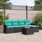 Preview: ARDEBO.de - 6-teiliges Gartensofa-Set mit Kissen, schwarzes Polyrattan