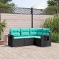 Preview: ARDEBO.de - 4-teiliges Gartensofa-Set mit Kissen, schwarzes Polyrattan