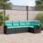 Preview: ARDEBO.de - 5-teiliges Gartensofa-Set mit Kissen, schwarzes Polyrattan