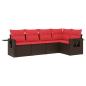Preview: 5-teiliges Gartensofa-Set mit Kissen, braun, Polyrattan