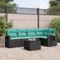 Preview: ARDEBO.de - 6-teiliges Gartensofa-Set mit Kissen, schwarzes Polyrattan