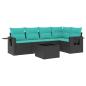 Preview: 6-teiliges Gartensofa-Set mit Kissen, schwarzes Polyrattan