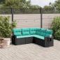 Preview: ARDEBO.de - 5-teiliges Gartensofa-Set mit Kissen, schwarzes Polyrattan