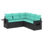 Preview: 5-teiliges Gartensofa-Set mit Kissen, schwarzes Polyrattan