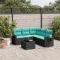 Preview: ARDEBO.de - 6-teiliges Gartensofa-Set mit Kissen, schwarzes Polyrattan