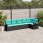 Preview: ARDEBO.de - 6-teiliges Gartensofa-Set mit Kissen, schwarzes Polyrattan