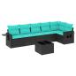 Preview: 7-teiliges Gartensofa-Set mit Kissen, schwarzes Polyrattan