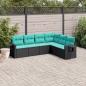 Preview: ARDEBO.de - 6-teiliges Gartensofa-Set mit Kissen, schwarzes Polyrattan