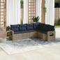 Preview: ARDEBO.de - 6-teiliges Gartensofa-Set mit Kissen, grau, Polyrattan