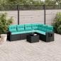 Preview: ARDEBO.de - 7-teiliges Gartensofa-Set mit Kissen, schwarzes Polyrattan