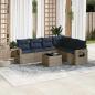 Preview: ARDEBO.de - 7-teiliges Gartensofa-Set mit Kissen, grau, Polyrattan