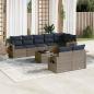 Preview: ARDEBO.de - 9-teiliges Gartensofa-Set mit Kissen, grau, Polyrattan