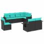 Preview: 8-teiliges Gartensofa-Set mit Kissen, schwarzes Polyrattan