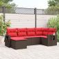 Preview: ARDEBO.de - 6-teiliges Gartensofa-Set mit Kissen, braun, Polyrattan