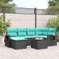 Preview: ARDEBO.de - 7-teiliges Gartensofa-Set mit Kissen, schwarzes Polyrattan