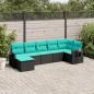 Preview: ARDEBO.de - 7-teiliges Gartensofa-Set mit Kissen, schwarzes Polyrattan