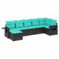 Preview: 7-teiliges Gartensofa-Set mit Kissen, schwarzes Polyrattan