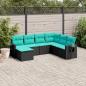 Preview: ARDEBO.de - 7-teiliges Gartensofa-Set mit Kissen, schwarzes Polyrattan