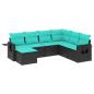 Preview: 7-teiliges Gartensofa-Set mit Kissen, schwarzes Polyrattan