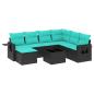 Preview: 8-teiliges Gartensofa-Set mit Kissen, schwarzes Polyrattan