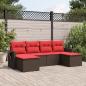 Preview: ARDEBO.de - 6-teiliges Gartensofa-Set mit Kissen, braun, Polyrattan
