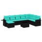Preview: 9-teiliges Gartensofa-Set mit Kissen, schwarzes Polyrattan