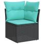 Preview: 6-teiliges Gartensofa-Set mit Kissen, schwarzes Polyrattan