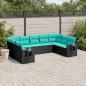 Preview: ARDEBO.de - 9-teiliges Gartensofa-Set mit Kissen, schwarzes Polyrattan