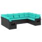 Preview: 9-teiliges Gartensofa-Set mit Kissen, schwarzes Polyrattan