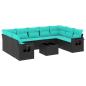 Preview: 10-teiliges Gartensofa-Set mit Kissen, schwarzes Polyrattan