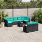 Preview: ARDEBO.de - 10-teiliges Gartensofa-Set mit Kissen, schwarzes Polyrattan