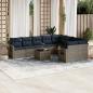 Preview: ARDEBO.de - 10-teiliges Gartensofa-Set mit Kissen, grau, Polyrattan