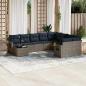 Preview: ARDEBO.de - 10-teiliges Gartensofa-Set mit Kissen, grau, Polyrattan