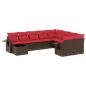 Preview: ARDEBO.de - 10-teiliges Gartensofa-Set mit Kissen, braun, Polyrattan